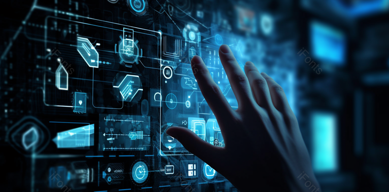 未来模拟虚幻投影前一只手特写,高清,摄影图,摄影图片,图片大全,摄影图免费下载